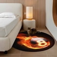 thumbnail image 2 of Round Rugs 3Ft, Billiards Round Area Rug Washable Indoor Throw Carpet, Modern Buruning Flame Sport Black Background Small Non Slip Circle Rug for Bedroom Living Room Home Decor Aesthetic, 2 of 8