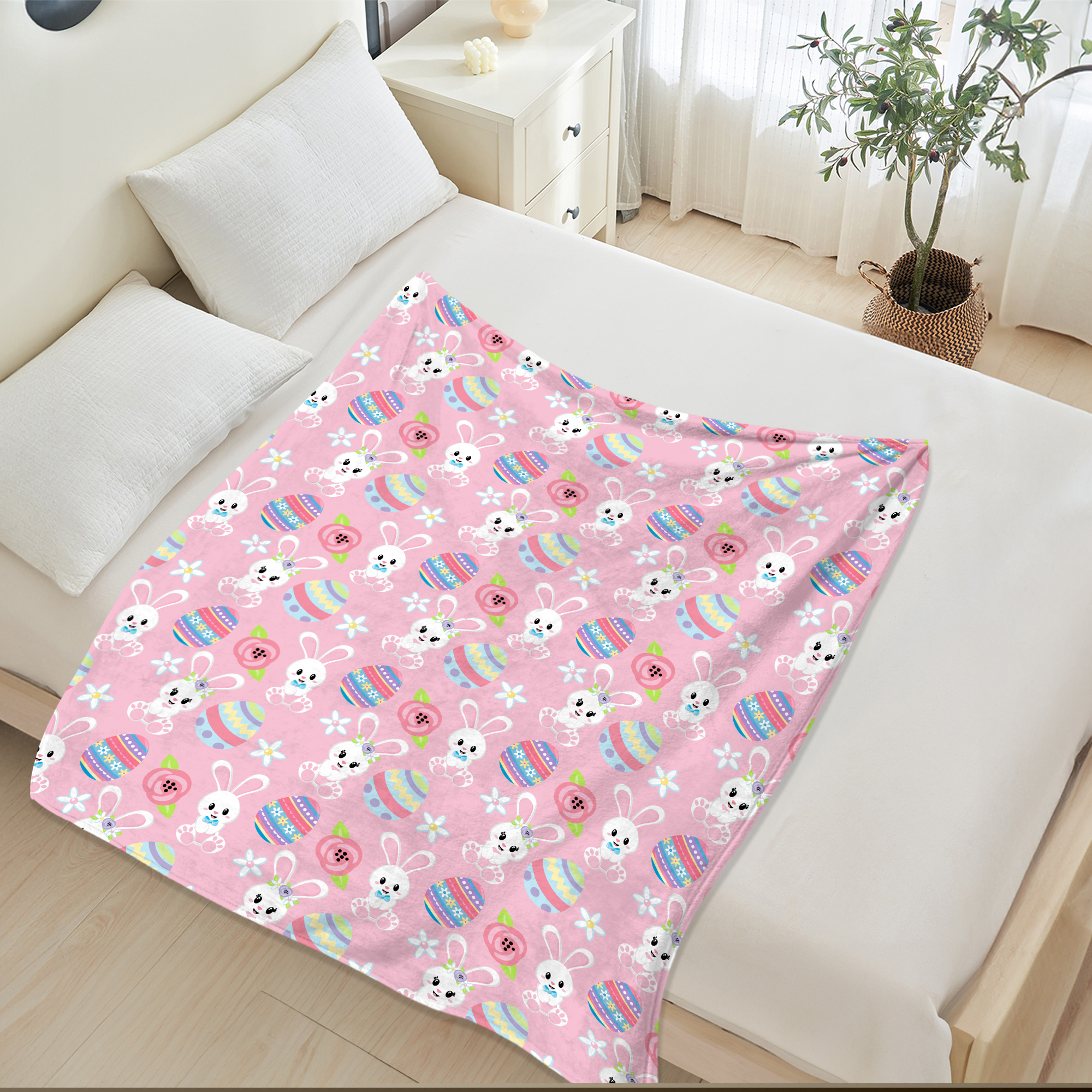 JML Custom Fleece Throw Blanket for Easter - Soft Printed Throw Blanket, Fuzzy Blankets & Throws 30x40 Inches