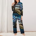 thumbnail image 2 of Honeii Starry Sky Colorful Crocodile print Women's Pajama Sets Long Sleeve Button Down Sleepwear Nightwear Soft Pjs Lounge Sets-Large, 2 of 7