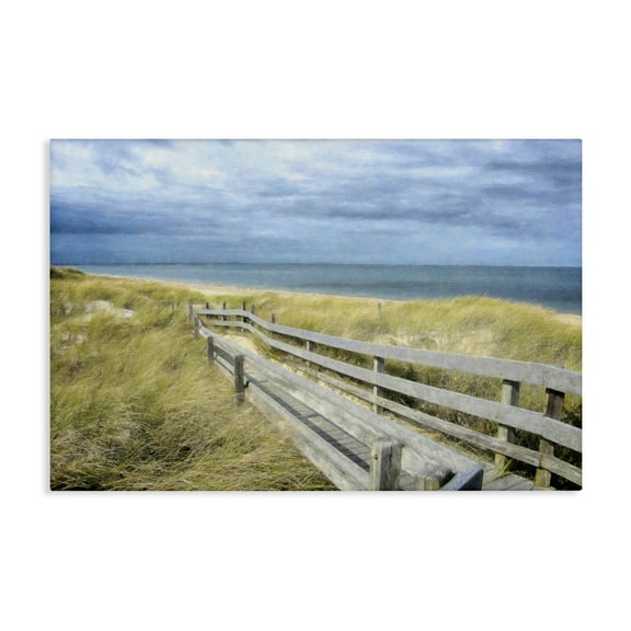 Stupell Industries Sandy Boardwalk View Landscape & Nature Painting Wrapped Canvas Art Print Wall Art, 24 x 16