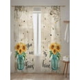 thumbnail image 5 of Sheer Curtains 2 Panels Set, You Are My Sunshine Sunflower Bee Vase Vintage Old Newspaper Window Sheer Curtains for Living Room/Bedroom, Light Filtering Rod Pocket Voile Drapes, 52" W x 84" L, 5 of 7