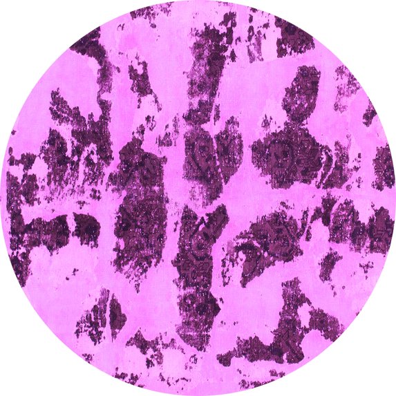 Ahgly Company Indoor Round Abstract Pink Modern Area Rugs, 8' Round