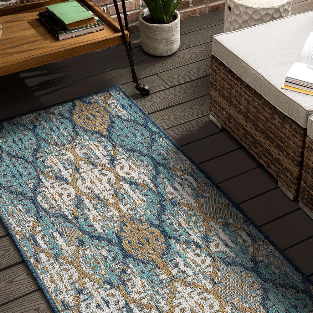 Mohawk Home Ronda Outdoor Area Rug, Blue, 2' 6" x 6'