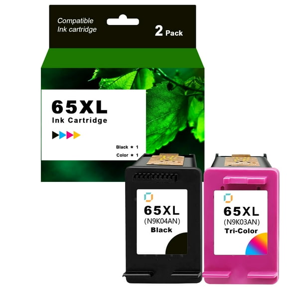 Compatible HP 65XL High-Yield Black & Tri-Color Ink Cartridge Combo Pack to use with Deskjet 2655, 3720, 3730, 3732, 3752, 3755, 3758 Printers. Reliable Printing For Home & Office.