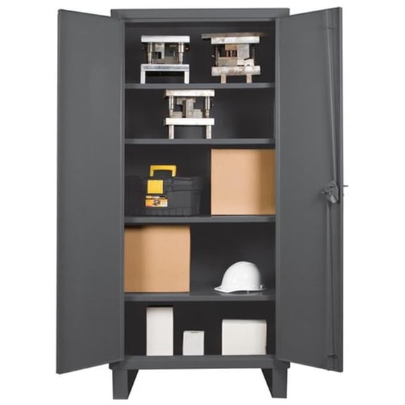 Durham 3702-4S-95 14 Gauge Recessed Door Style Lockable Shelf Cabinet with 4 Adjustable Shelves, Gray - 36 in.