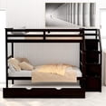 thumbnail image 2 of Harper & Bright Designs Twin over Twin Bunk Bed for Bedroom, Wood Twin Bunk Bed with Storage and Trundle, Espresso, 2 of 9