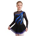 thumbnail image 2 of Zaldita Girls Kids Long Sleeve Mesh Splice Figure Skating Dress for Ballet Dance Gymnastics Leotard Competition Dancewear Royal Blue 12, 2 of 7