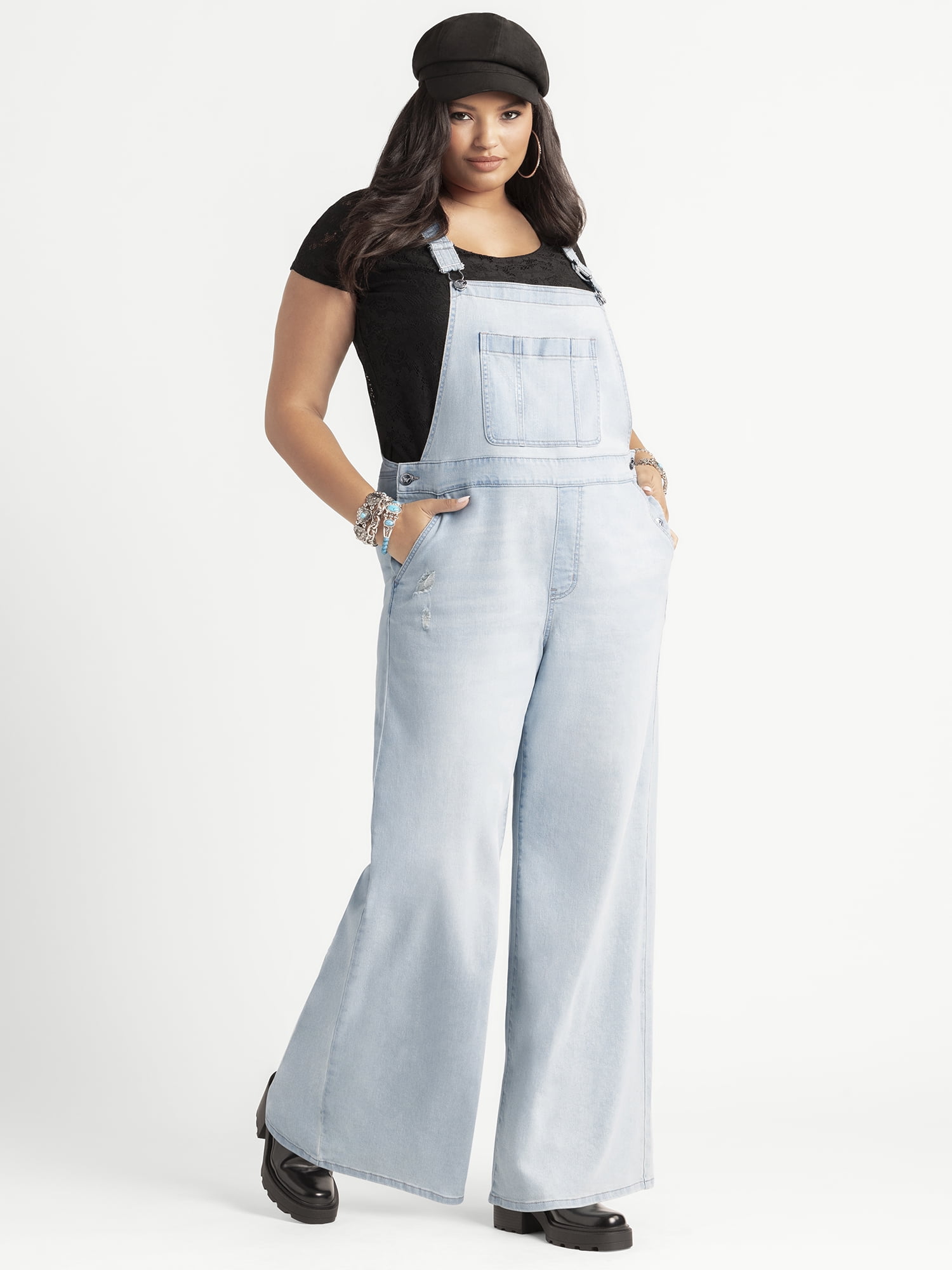 Jessica Simpson Women's Plus Wide Leg Overalls, 31.5" Inseam, Sizes 0X-4X