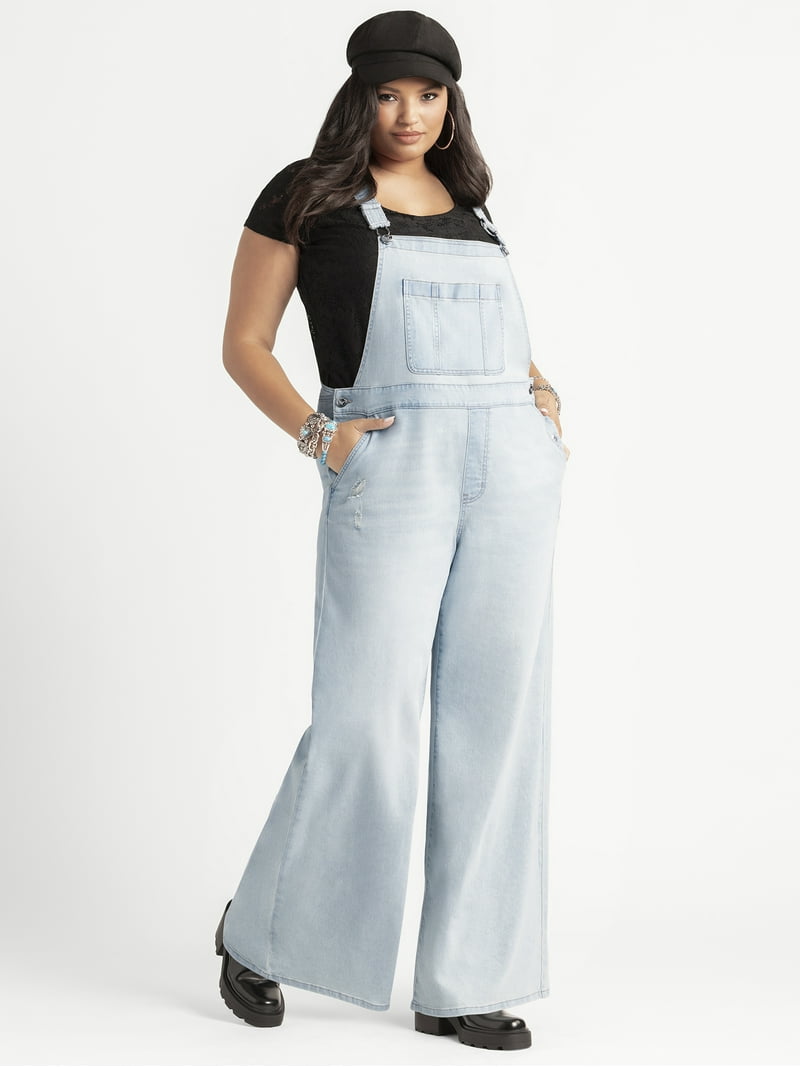 Jessica Simpson Women's Plus Wide Leg Overalls, 31.5