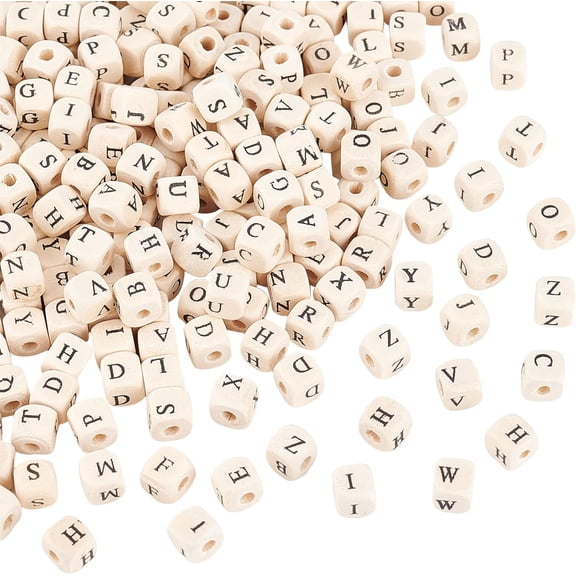 1000pcs 8mm Alphabet Wooden Beads Random Letter Wooden Beads Square Wooden Loose Beads Natural Cube Wood Beads with Initial Letter for Jewelry Making and DIY Crafts White DIY