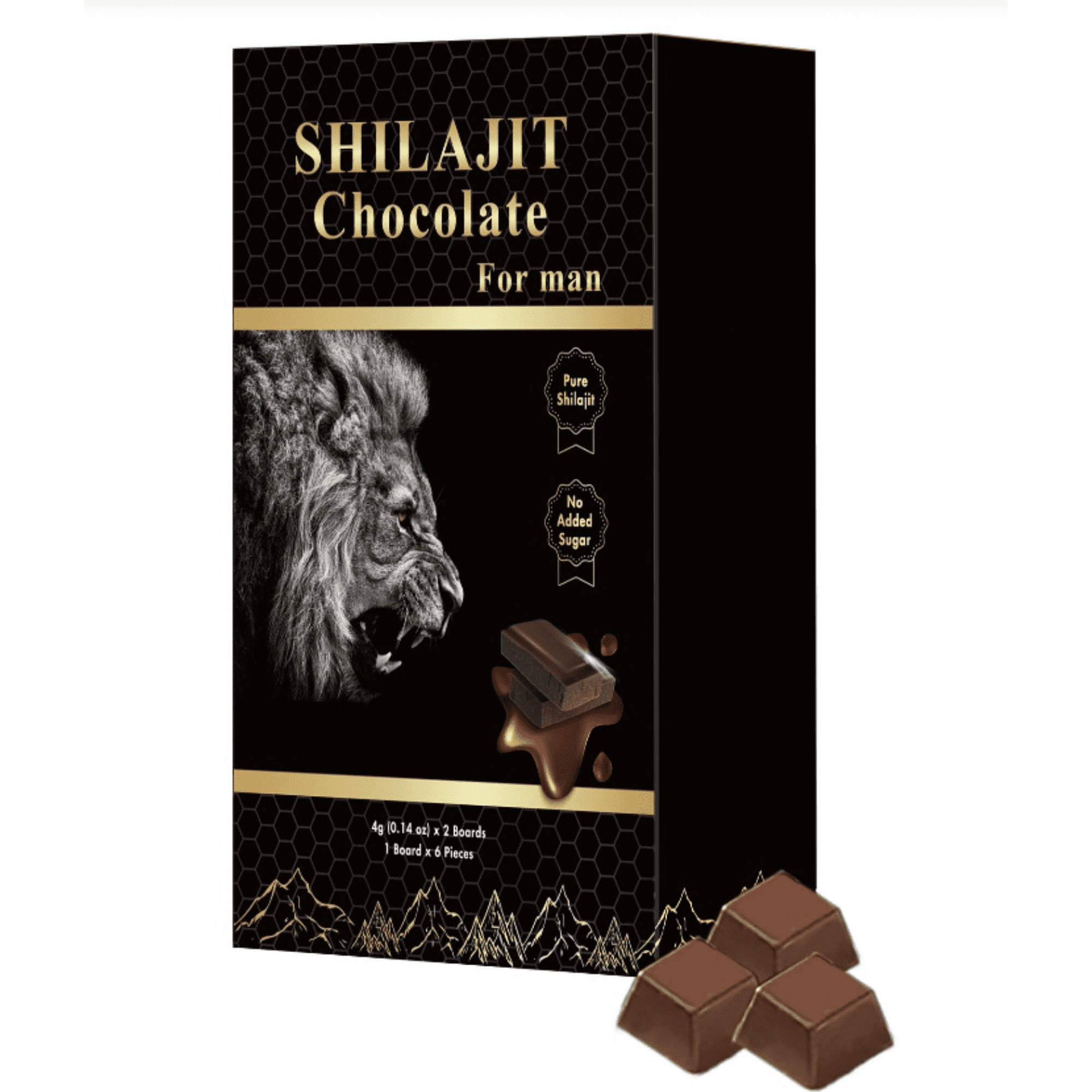 DEZEN Shilajit Dark Chocolate Made with Ashwagandha, Shilajit Resin & Honey, A Premium Superfood, 12 Pieces 4g Each