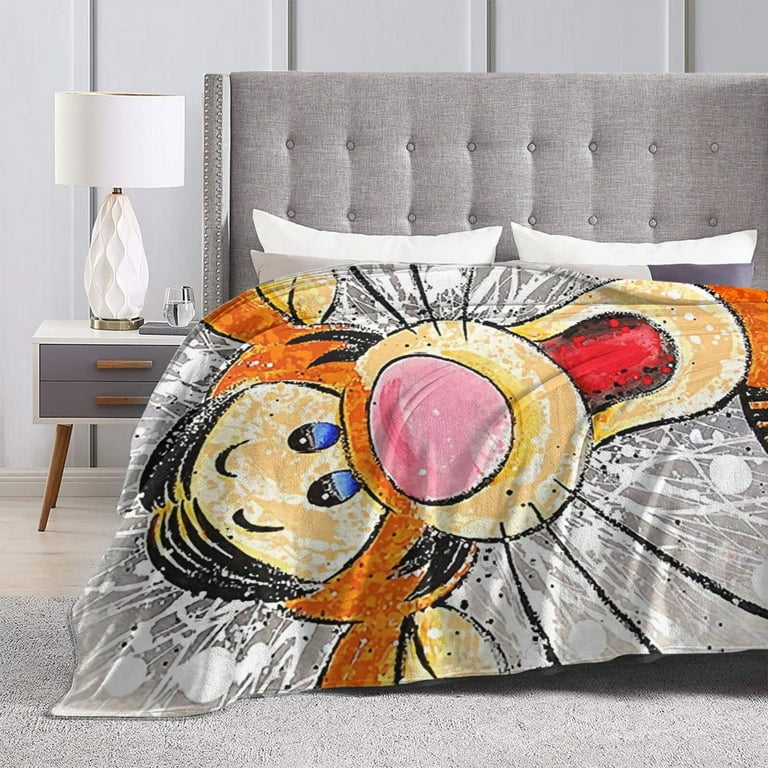 Soft Cartoon Lion Flannel Throw Blanket - Cozy Lightweight Blanket For Couch, Bed, Or Travel