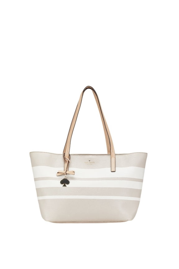 Pre-Owned Kate Spade tote bag shoulder beige white leather women's