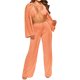 thumbnail image 3 of VISgogo Conjunto de Ropa de 3 Piezas para Mujer, Blusa de Color Sólido de Manga Larga con Cuello de Solapa + Sujetador + Pantalones de Pierna Ancha VISgogo moda, 3 of 7