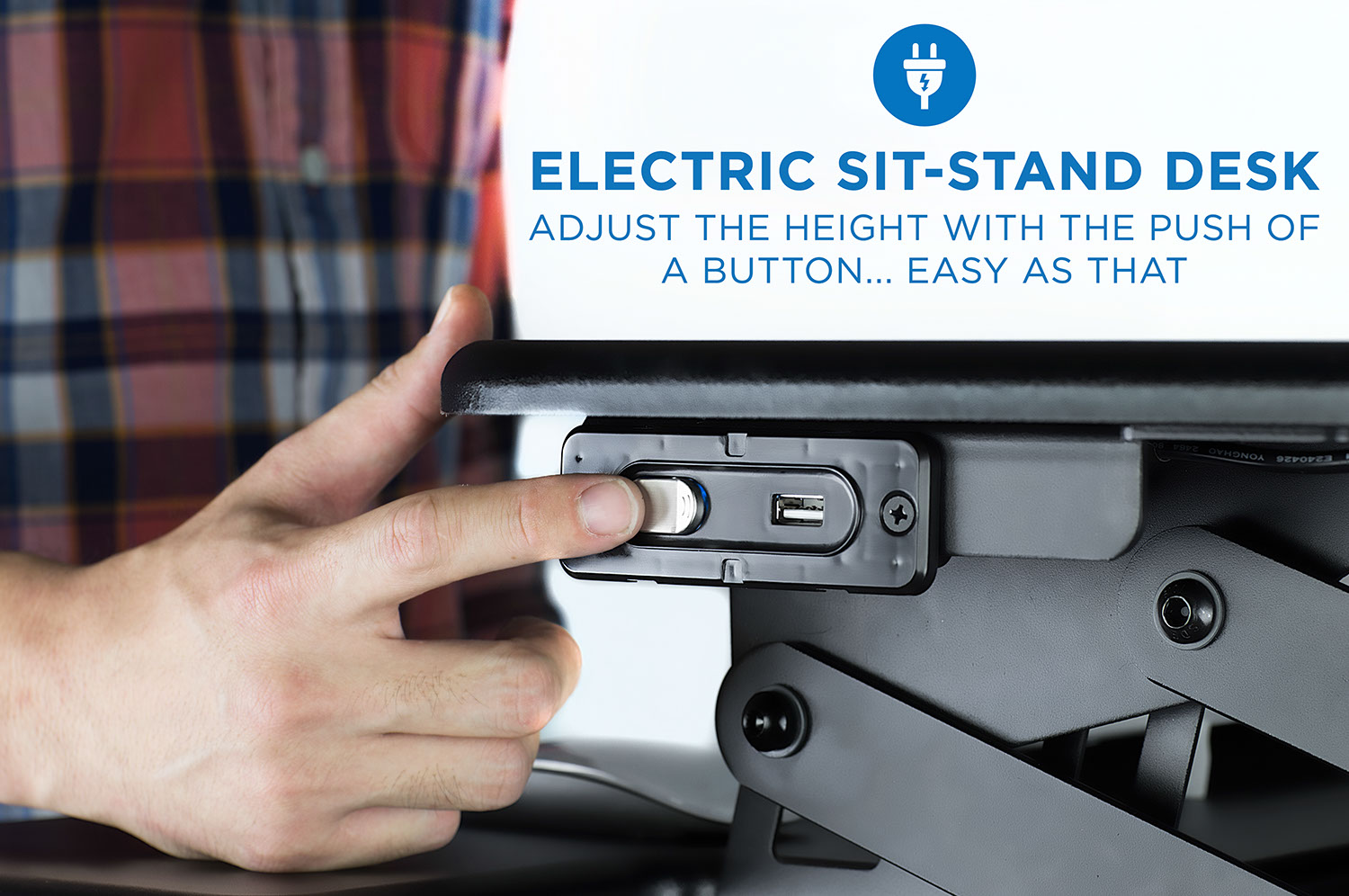 Mount-It! Electric Standing Desk Converter | Motorized Sit Stand Desk With Built In USB Port | Black - image 5 of 9
