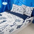 thumbnail image 3 of meiyoeat Sea Navigation Theme Zipper Twin Comforter Sets with Fitted Sheet and 2 Pillowcases For Boys,Ocean Lighthouse Cute Whale Zipper Bedding Set,Reversible,4 Pieces, 3 of 7