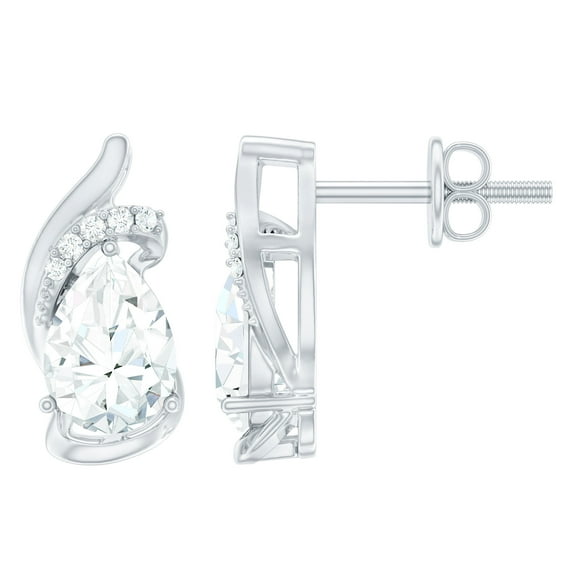 Rosec Jewels Lab Diamond Stud Earrings - 5X7 mm Pear Shape Diamond Earrings for Mothers Day - 1 Ct - EF-VS Grade, 925 Sterling Silver