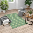 thumbnail image 1 of Sea Animals Turkish Area Rug, Sharks Swimming Horizontal Silhouettes Powerful Dangerous Wild Life, Soft Carpet for Living Room Decor, 4' X 5.7', Pale Teal and Beige, by Ambesonne, 1 of 4
