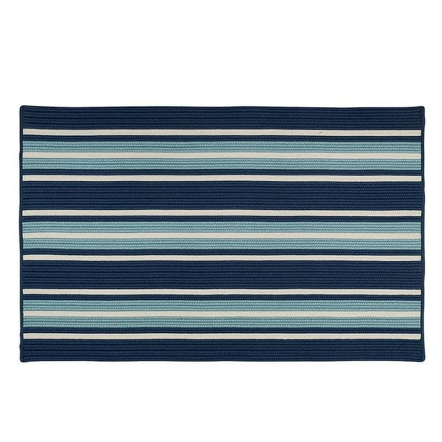 Colonial Mills Rug MS34R084X108S 7 x 9 ft. Mesa Stripe Braided Rug Shoreline Blue
