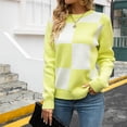 thumbnail image 2 of Fartey Women's Colorblock Knitted Sweaters Loose Fit Long Sleeve Crew Neck Pullover Sweater Cozy Fall Winter Warm Jumper Tops Yellow XL, 2 of 8