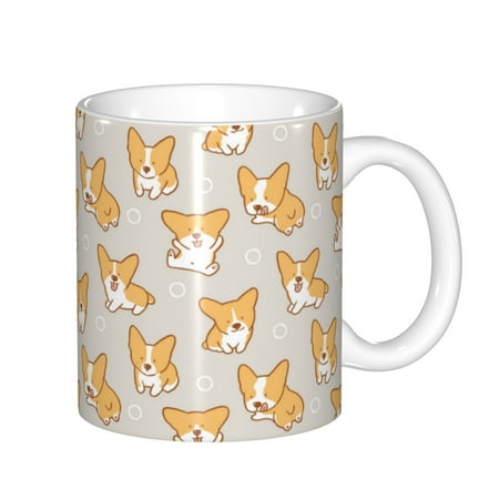 

Yiaed Corgi Dog Print Ceramics Coffee Large Handle Design Extra Large Tea and Coffee Cup for Office and Home Mugs