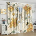 thumbnail image 4 of Bee Curtain Cute Bees White Flowers Hive Pattern Blackout Print Rod Pocket Window Drapes for Bedroom Living Room 42x54in, 4 of 6
