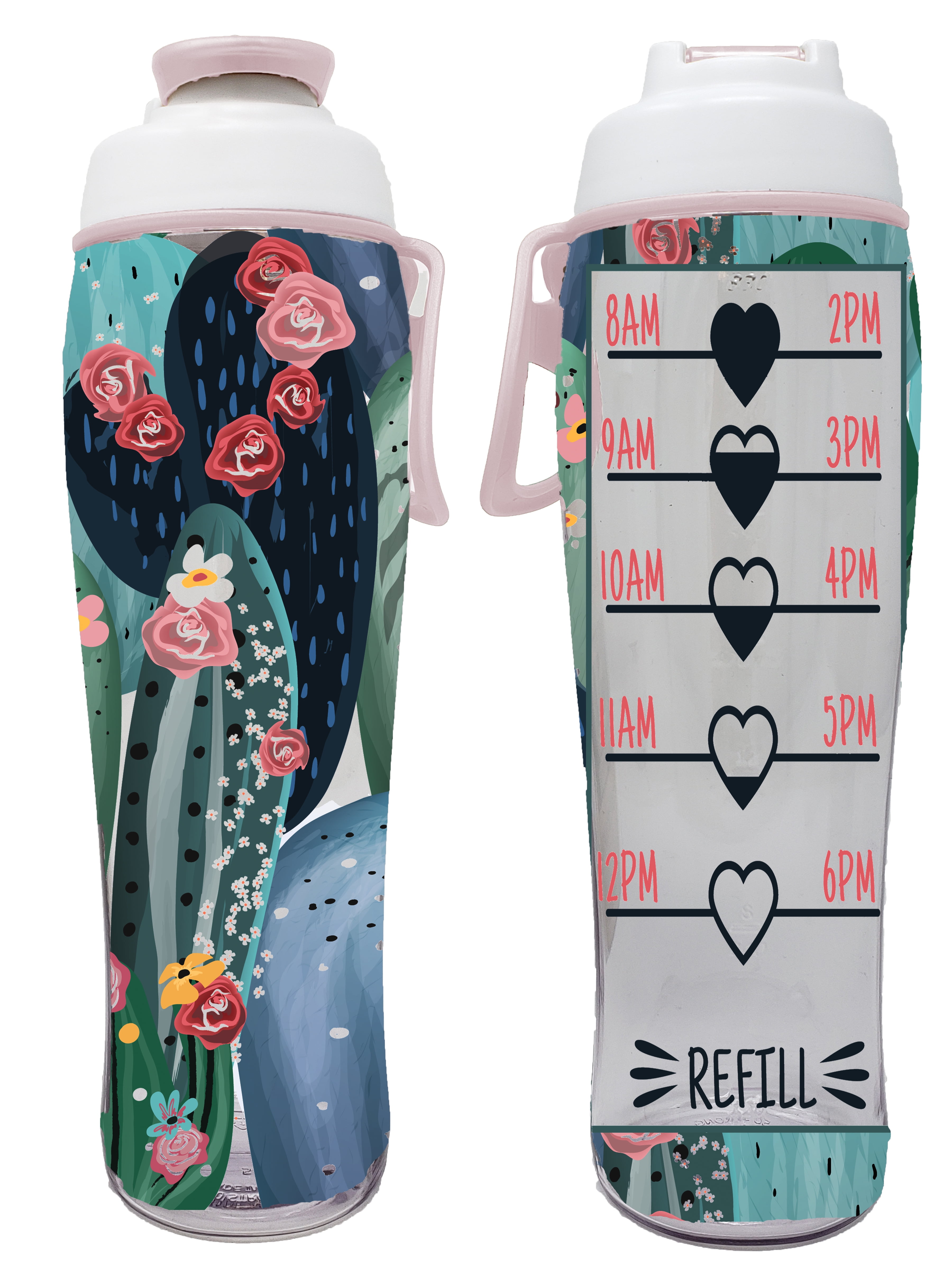 BPA Free Reusable Water Bottle with Time Marker 30 oz. Motivational Fitness Bottles Hours