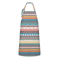 Bright Tribal Striped Pattern Apron-Garden Aprons for Women with Pockets-Cotton Linen Waterproof Kitchen Cooking Gardening Aprons Adjustable for Kitchen,Cooking,BBQ and Salon 33x27 Inch