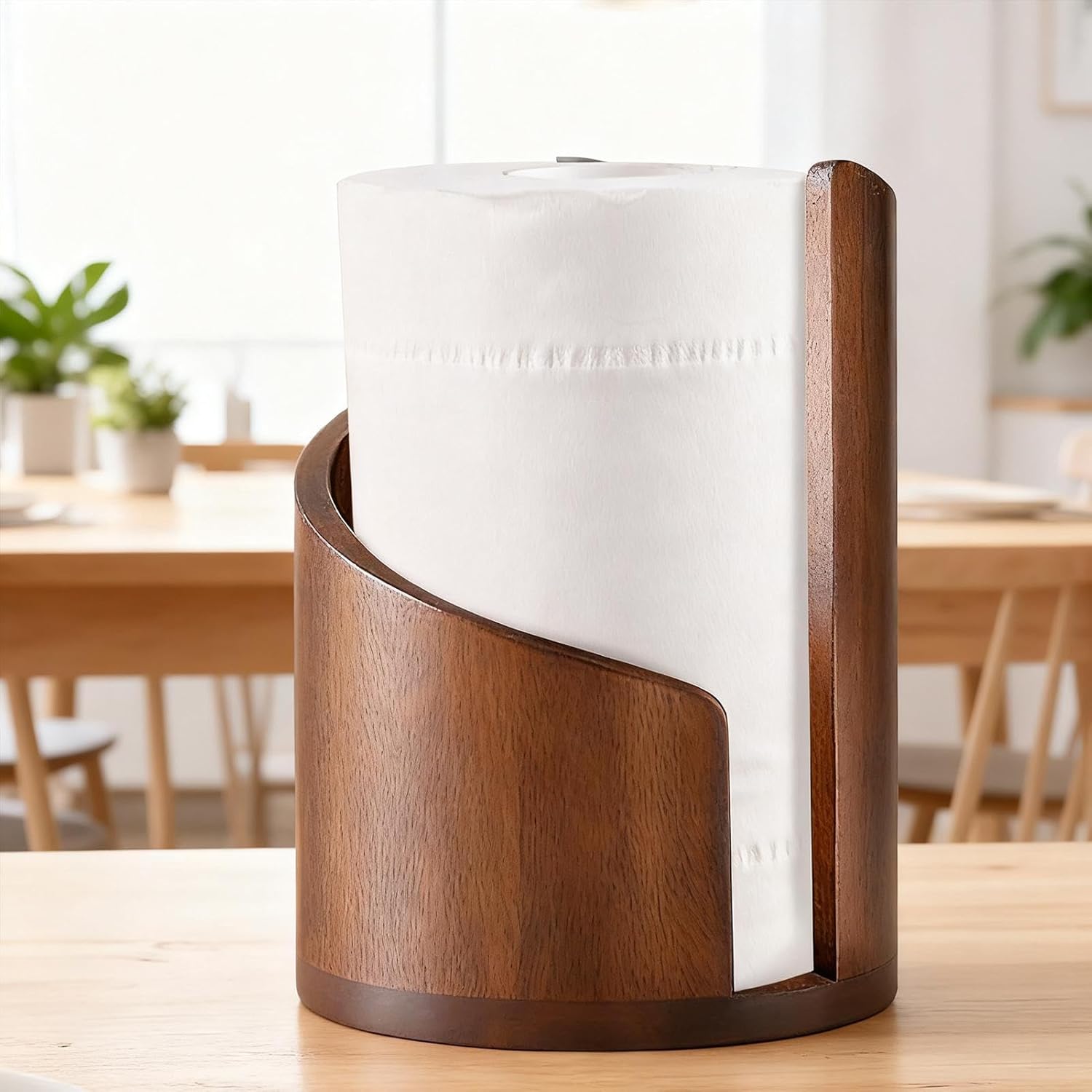 Wooden Paper Towel Holder - Stylish Wooden Roll Holder, Farmhouse Paper Towel Stand | Reusable Roll Stand for Bathroom Dining Table Cabinet Farmhouse Shelf Home Apartment