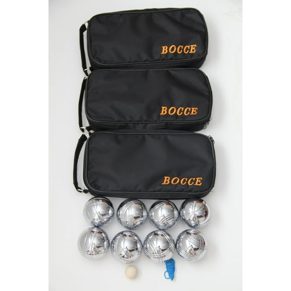 8 Ball 73mm Metal Bocce/Petanque Set with Black Bag - 3 Pack