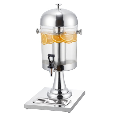 KFFKFF 2.1 Gallon Beverage Dispenser with Spigot, Stainless Steel and Plastic Drink Dispenser with Ice Chamber, Ideal for Serving Iced Tea, Lemonade, and Juices at Parties, Restaurants, and Hotels