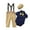 Blue, variant on CARETOO Baby Boy Clothes Infant Tuxedo Short Sleeve Gentleman Outfits Suspender Pants Hat Suit 0-18M