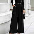 thumbnail image 2 of Edvintorg Work Pants Women High Waisted Pleated Wide Leg Dress Trousers with Pockets Women Business Pants Black S, 2 of 6