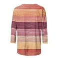 thumbnail image 4 of Ohufall Womens 3/4 Sleeve Shirts Plus Size Fashion Casual Stripe Printed Crew Neck Tops Summer Loose Comfortable Blouses for Women, 4 of 4