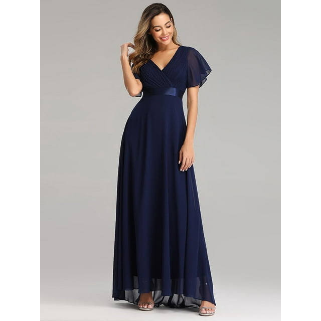 Robes de Soirée Élégantes à Col en V à Volants en Mousseline Robe de Soirée Formelle Robe Vestidos de Fiesta Robe pour Fête de Mariage
