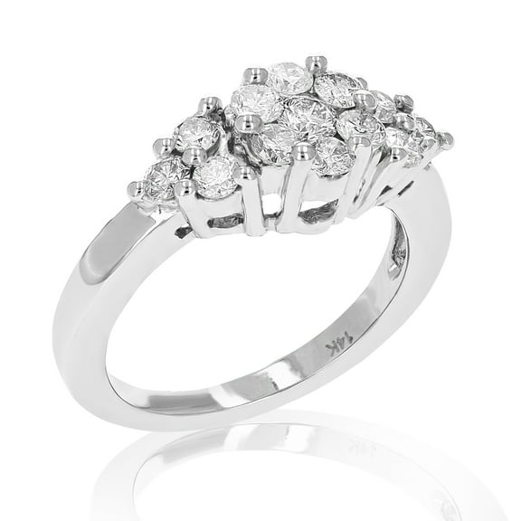 Vir Jewels 1 CTTW 3 Stone Diamond Engagement Ring for Women 14K White Gold Round Halo Cluster