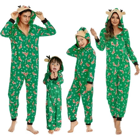 

Zukuco Family Matching Christmas Pajamas Sets Dad Mom Kids Baby Deer Printing Family Pjs Parent-child Onesie Hoodie Pajamas Outfits