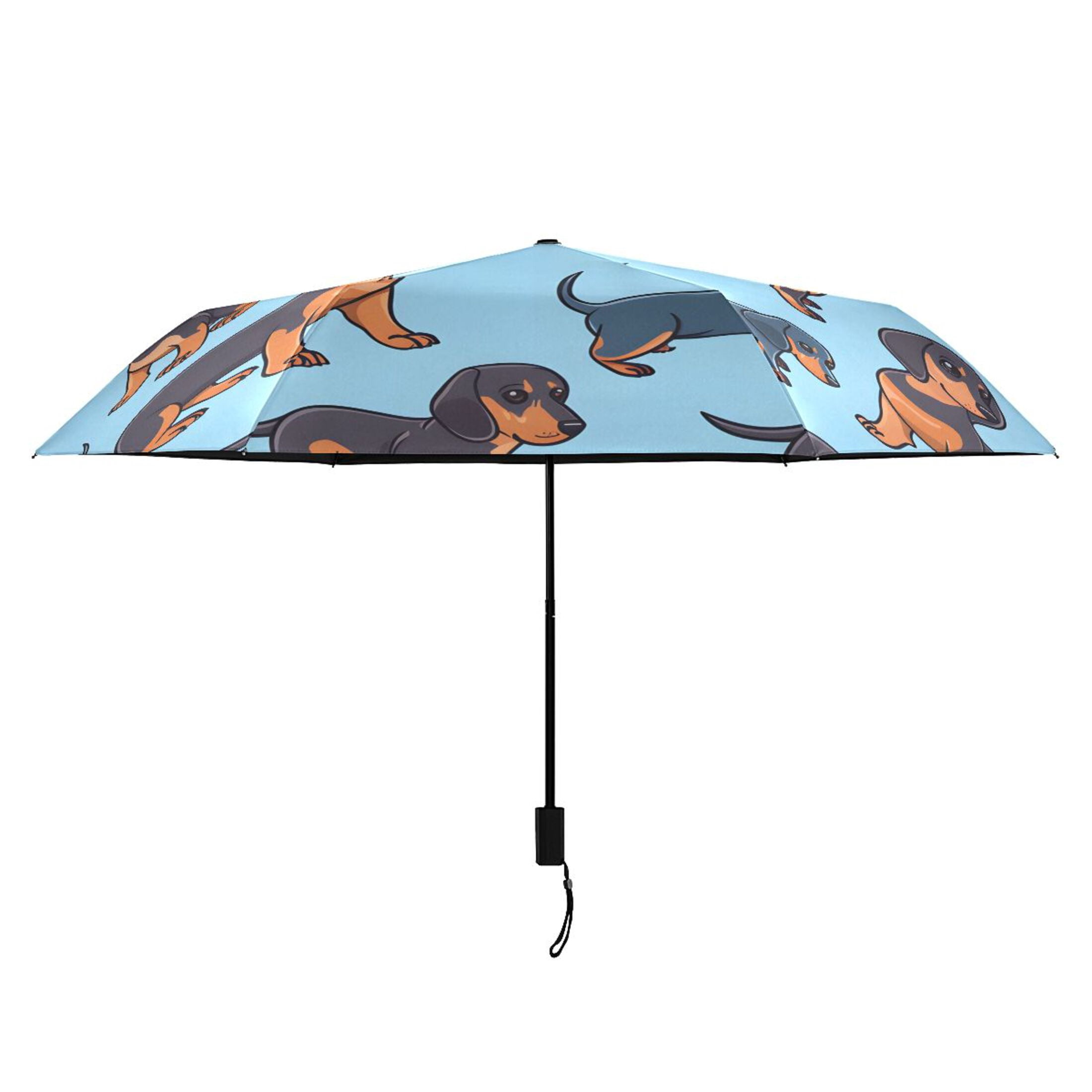 Cute Dachshund Dogs Compact Sun Umbrella Windproof Travel Umbrellas for Rain Strong Portable UV Protection