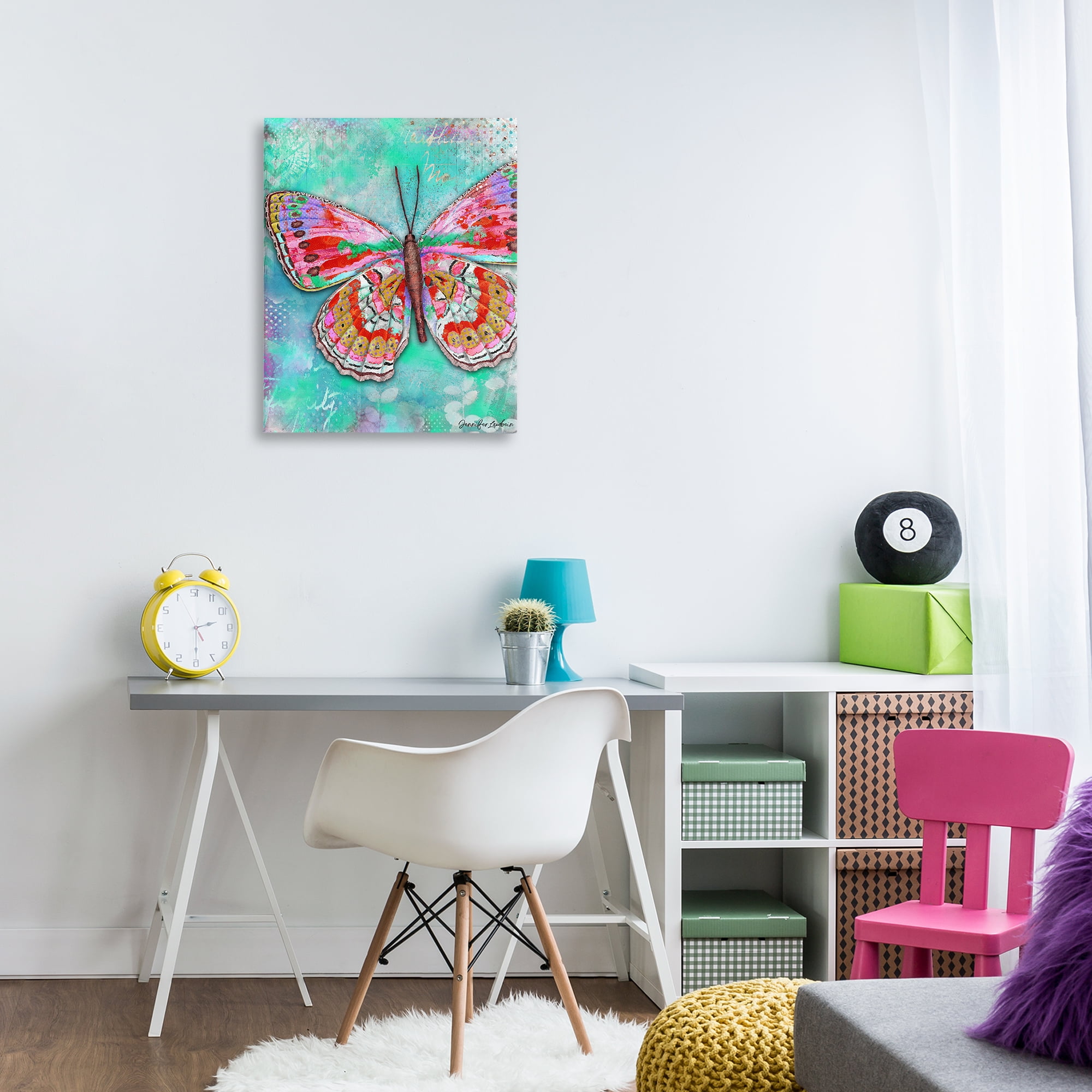Stupell Industries Cherry Mint Butterfly Animals Painting Wrapped Canvas Art Print Wall Art, 24 x 30