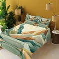 thumbnail image 2 of Ambesonne Lake Fitted & Top Sheet Set with Shams, Pastel Rising Mountains Art, Seafoam Peach and Amber, 2 of 5