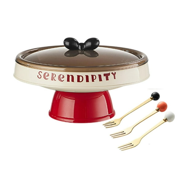 Frutero con tapa, cuenco con patas, bandeja de almacenamiento multifuncional, cuenco con Pedestal, cuenco decorativo para encimera de cocina, nueces y Base Roja con Tenedor