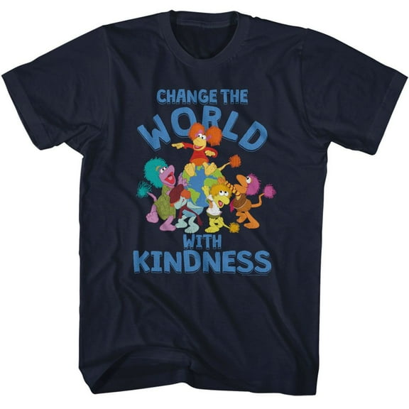 Fraggle Rock Fraggle Change The World Navy Adult T-Shirt
