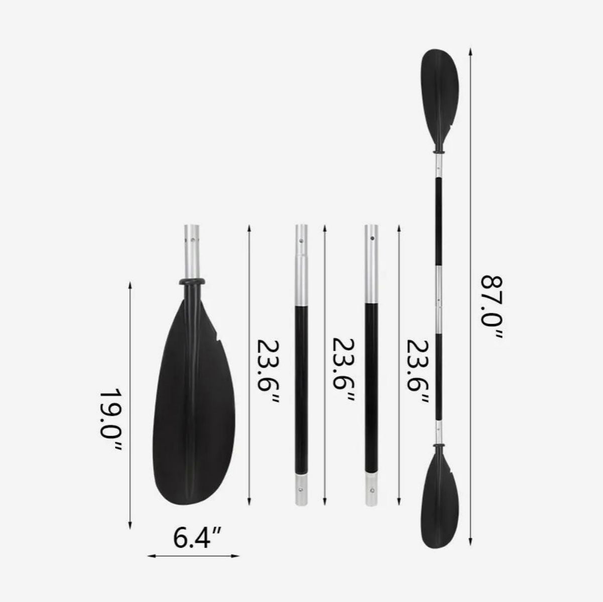 LUVCMFT 87inch Aluminum Kayak Canoe Paddle Double-Ended Detachable Canoe Paddle Boat Oars Green