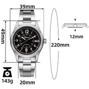 ADDIESDIVE Automatic Watches for Men, NH35 Movement, Sapphire Crystal, Diver 200M Water Resistant Stainless Steel Retro Analog Dress Watch Watch, Black Dial, AD2074