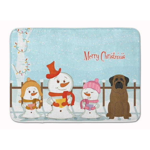 Merry Christmas Carolers Bullmastiff Machine Washable Memory Foam Mat