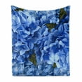 thumbnail image 1 of Vintage Blue Soft Flannel Fleece Throw Blanket, Bundles of Blue Hydrangea Hortensis Flower Realistic Design, Cozy Plush for Indoor and Outdoor Use, 60" x 80", Dark Olive Green Blue, by Ambesonne, 1 of 6