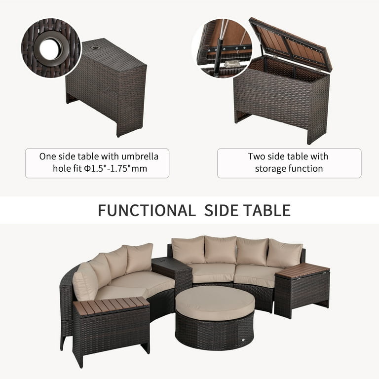 Outsunny 8pc online rattan sofa