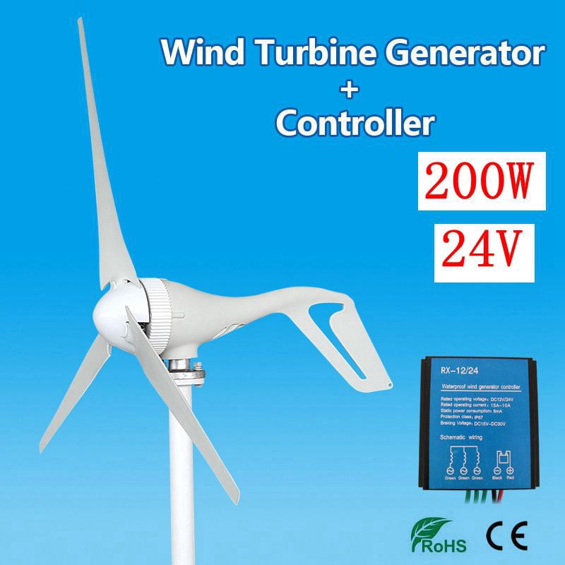 Electric Wind Turbine Generator 200W 3 Blades(with controller) 6 Nylon Fiber Blades (Excluding Controller) Max 800W 12V/24V/48V Windmill Power Green Energy Generating Aerogenerator
