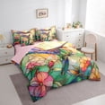 thumbnail image 2 of Erosebridal Chic Hummingbird Bedding Comforter Set for Girls, Pink Floral Flower Full Bedding Set, Pink Reversible, 7-Piece, 2 of 5