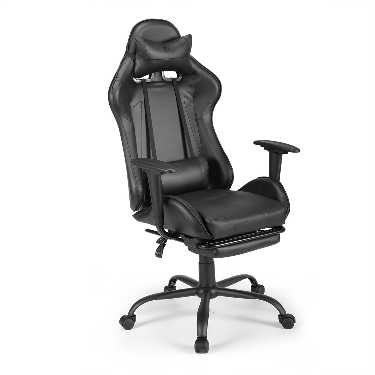 Kepooman Gaming Chair, Reclining Ergonomic Chair with Retractable Footrest - Black Kepooman Gaming Chair, Reclining Ergonomic Chair with Retractable Footrest - Black